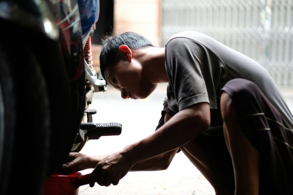 a man working on a machine